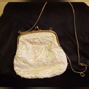 Vintage Regale Cream and Gold Beaded Evening Bag